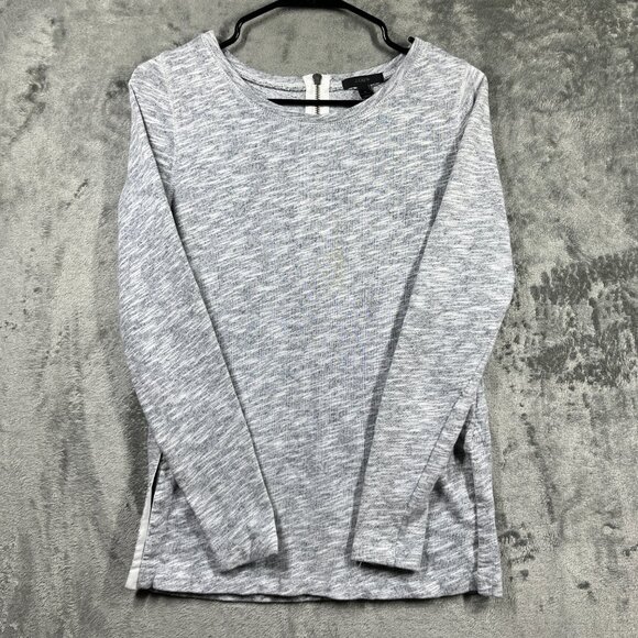 J Crew Women's Sweater Top Small Gray Long Sleeve Side Slits Back Zip Tunic - Picture 1 of 7